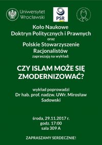 Wrocław: Czy islam może się zmodernizować? Wykład prof. M. Sadowskiego